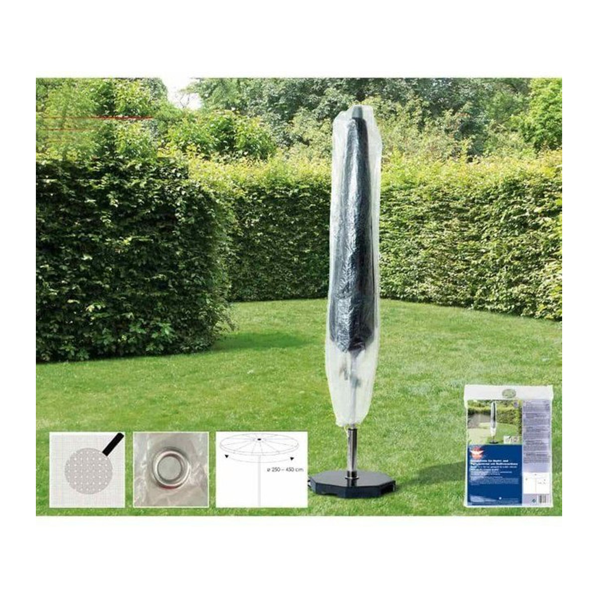 Transparente Sonnenschirmhülle für den Garten als Wetterschutz, passend für Größen von 250 bis 450 cm - Bild 1