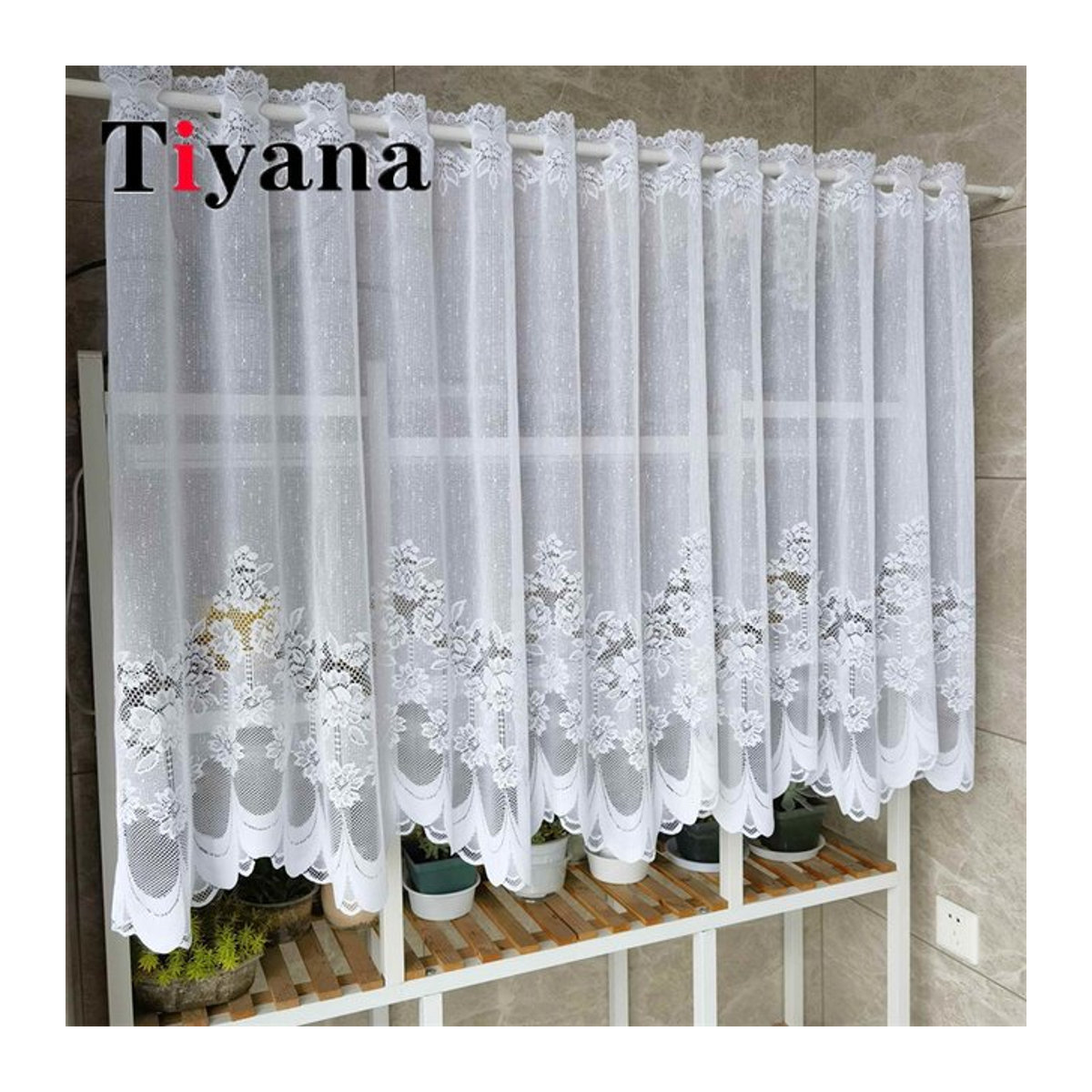Transparente Tüllvorhänge aus weißer Spitze und Netzstoff für Fenster, Küche und Schlafzimmer - Bild 1