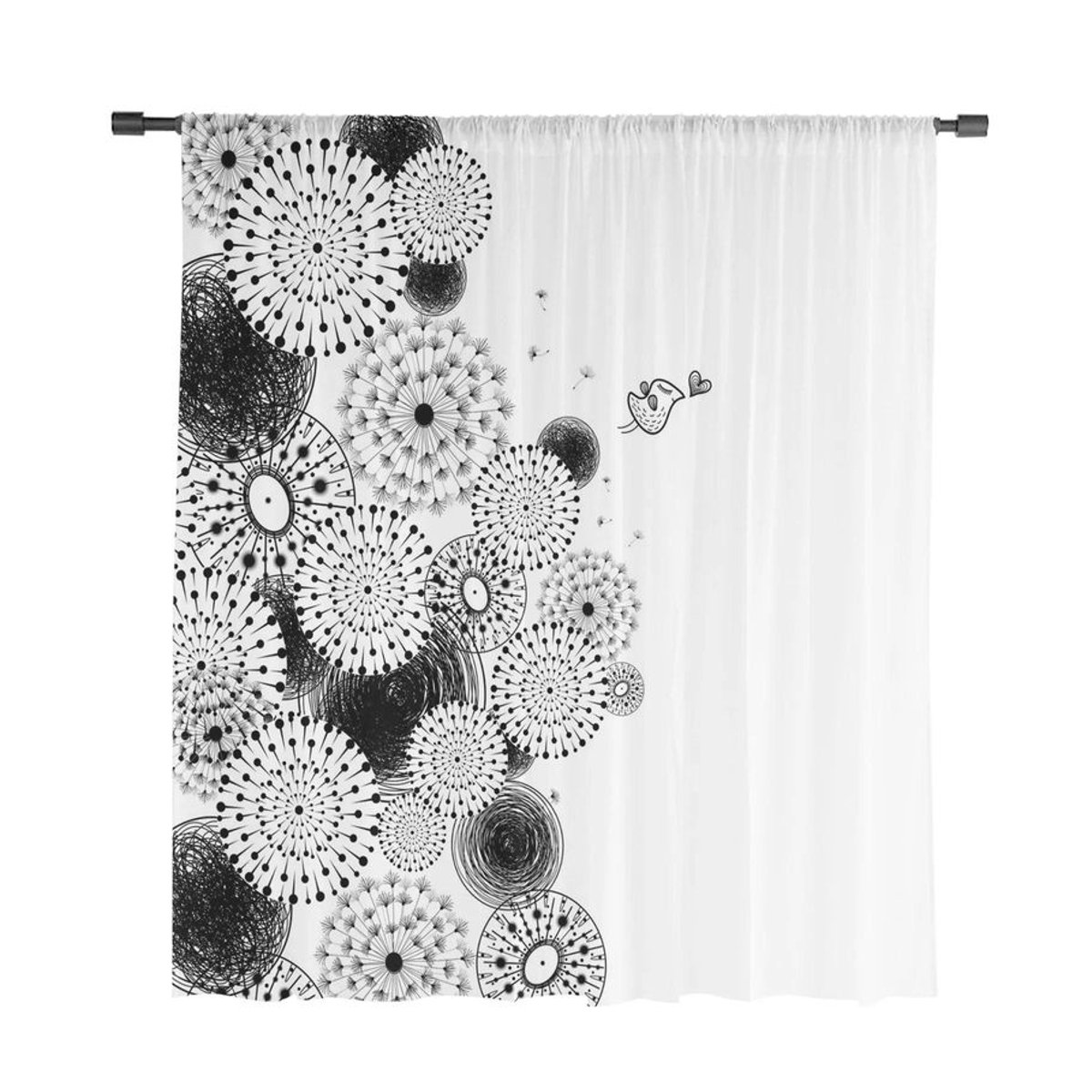 Transparente Tüllvorhänge mit Löwenzahn-Blumen von A Family Of Home Textiles in Weiß, Breite: 135 cm, Höhe: 137 cm - Bild 3