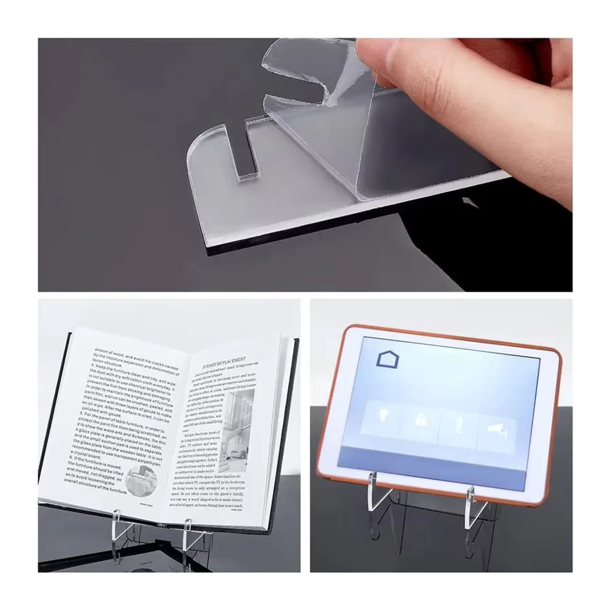 Transparenter Acryl Buchständer als Display Rack und Schreibtisch Organizer für Kunstwerke und CDs - Bild 2