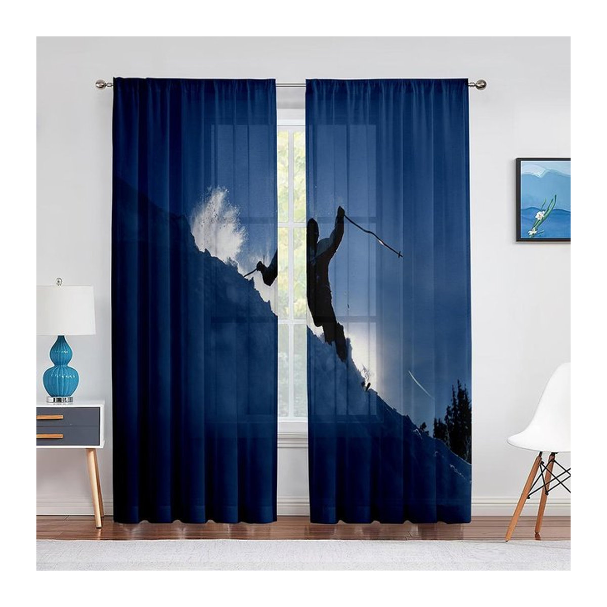 Transparenter Chiffon-Tüllvorhang in Weiß für Wohnzimmer, Schlafzimmer und Küche, Breite: 100 cm, Höhe: 250 cm - Bild 1