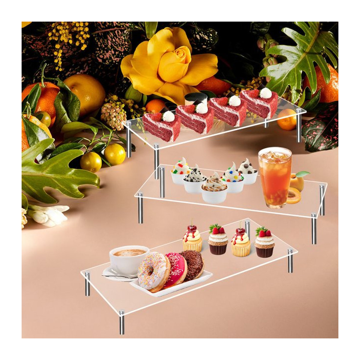 Transparenter Cupcake-Ständer aus Acryl in 4 Größen für Hochzeit und Geburtstag als geometrisches Schmuck-Display und Figuren-Ausstellungsständer - Bild 1