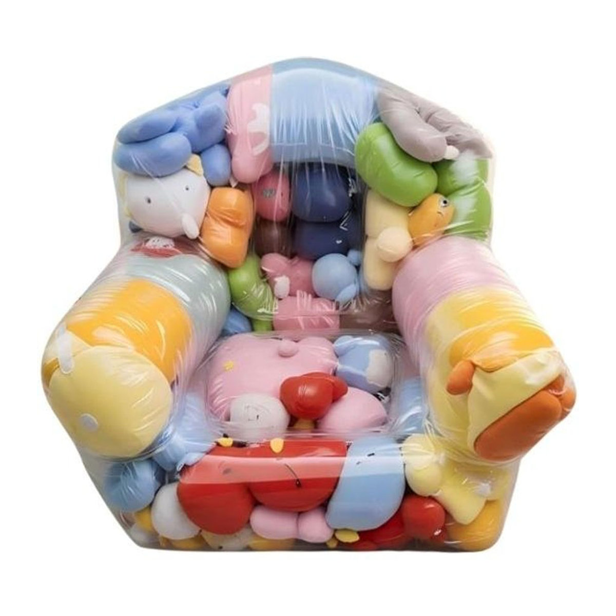 Transparenter Sitzsack als Kuscheltier-Organizer für Kinder aus PVC, Bunt, B/T/H: 105 x 90 x 90 cm - Bild 1