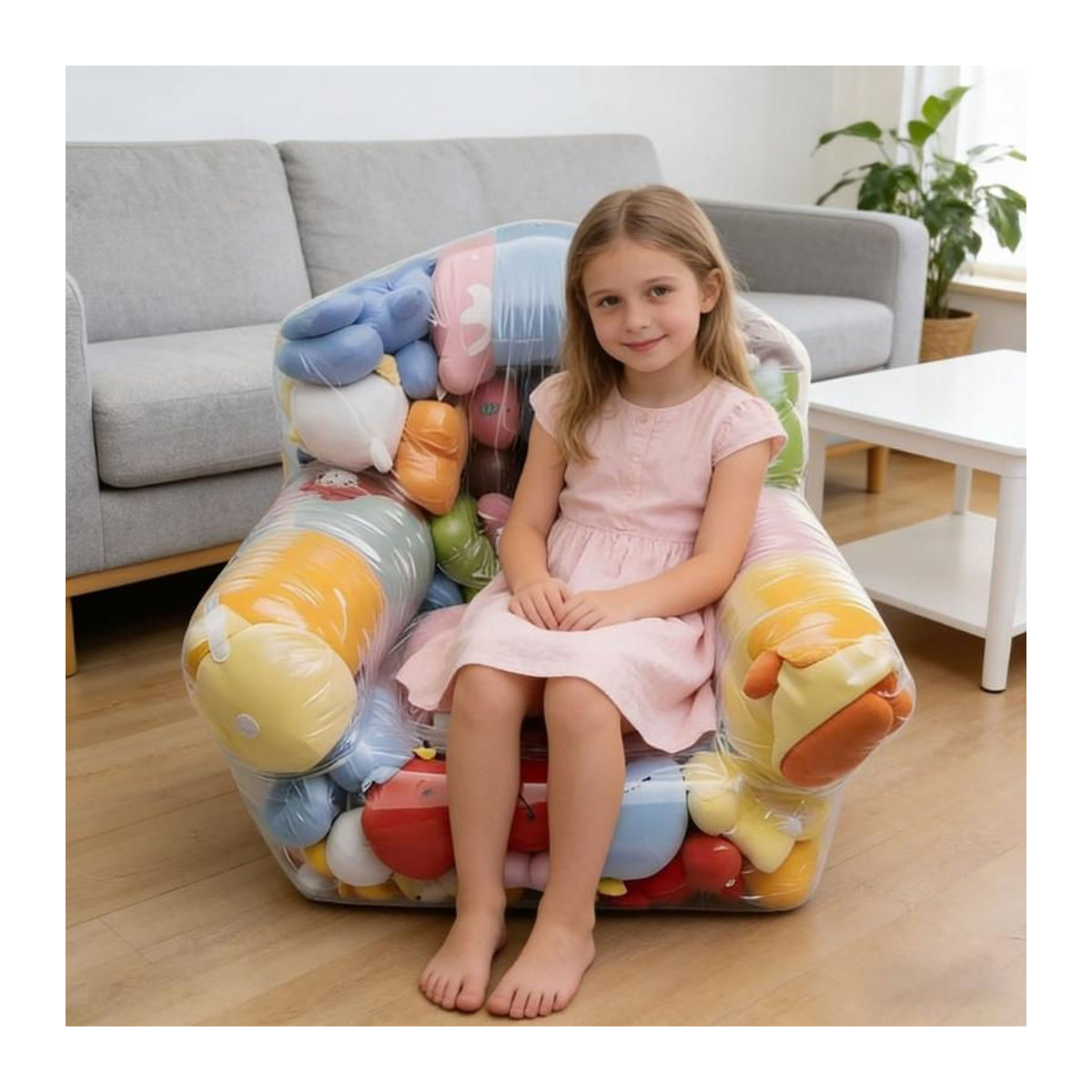 Transparenter Sitzsack als Kuscheltier-Organizer für Kinder aus PVC, Bunt, B/T/H: 105 x 90 x 90 cm - Bild 2