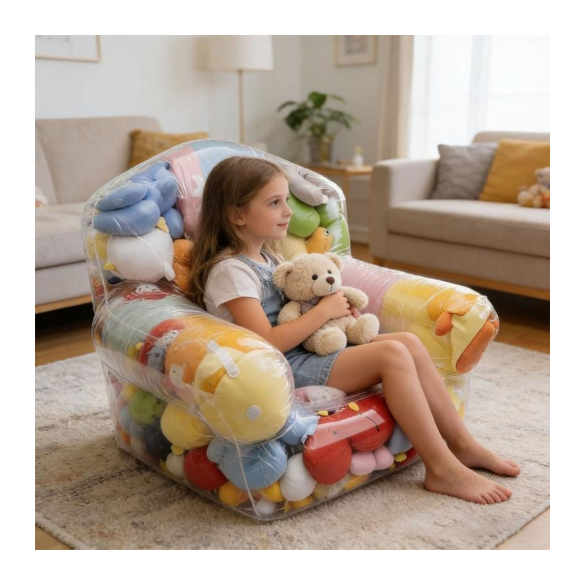 Transparenter Sitzsack als Kuscheltier-Organizer für Kinder aus PVC, Bunt, B/T/H: 105 x 90 x 90 cm - Bild 6