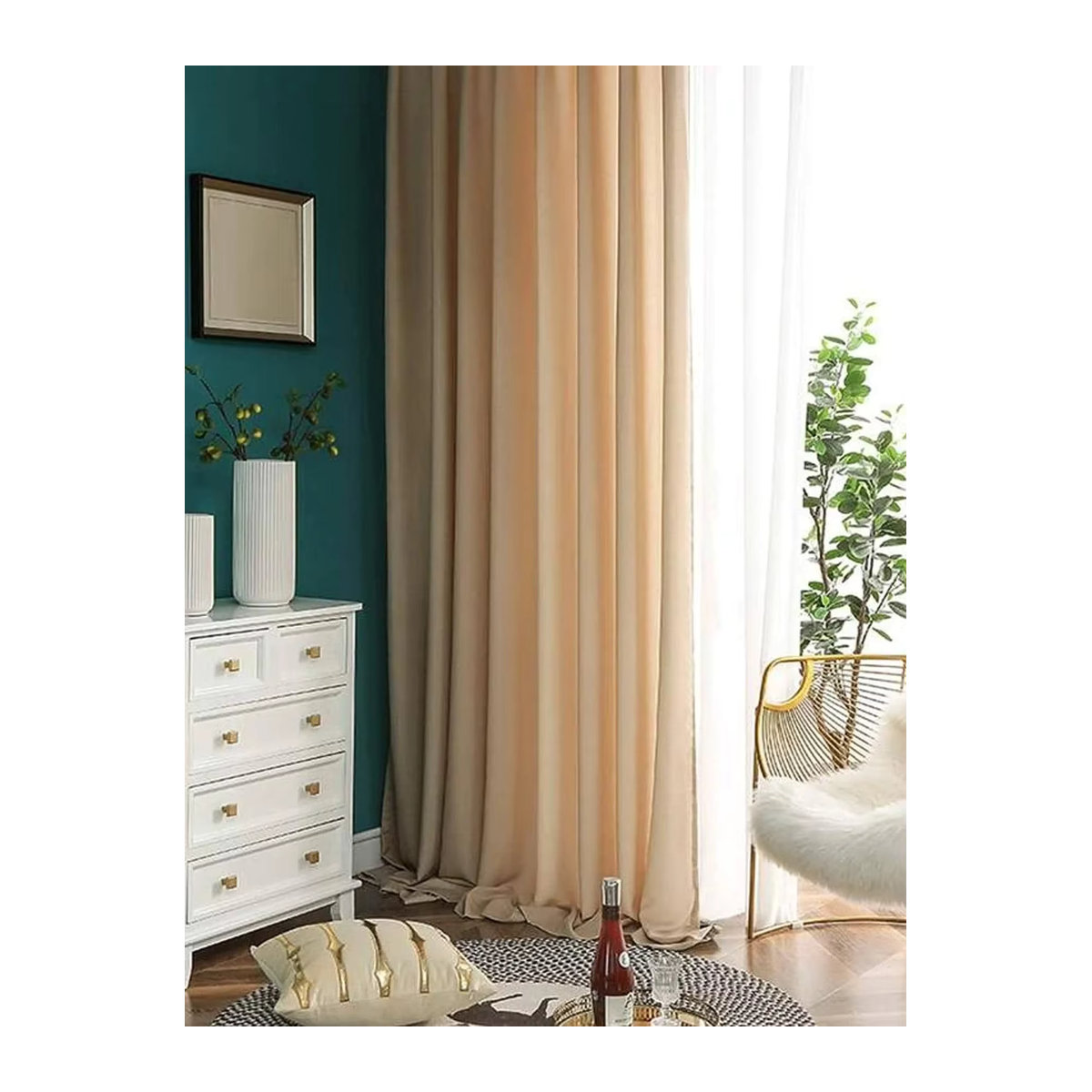 Transparenter Vorhang in Braun für Schlafzimmer und Wohnzimmer, lichtundurchlässig - Bild 2