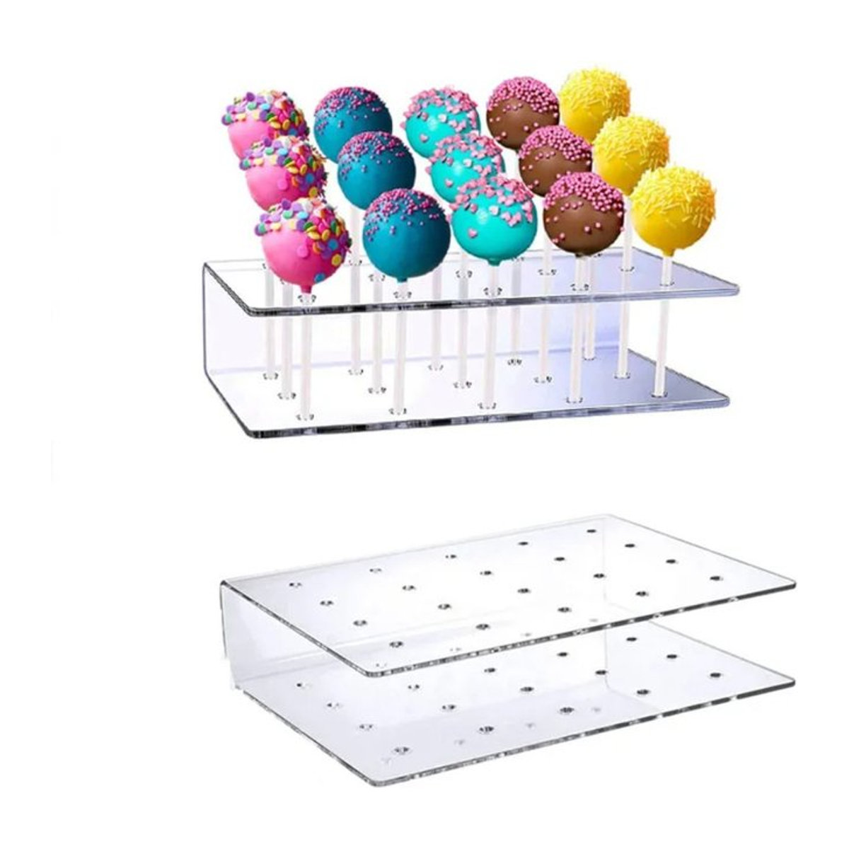 Transparentes Acryl-Display mit 15 Löchern für Cake Pops und Süßigkeiten zur Dekoration bei Hochzeiten, Geburtstagen oder Babypartys - Bild 1
