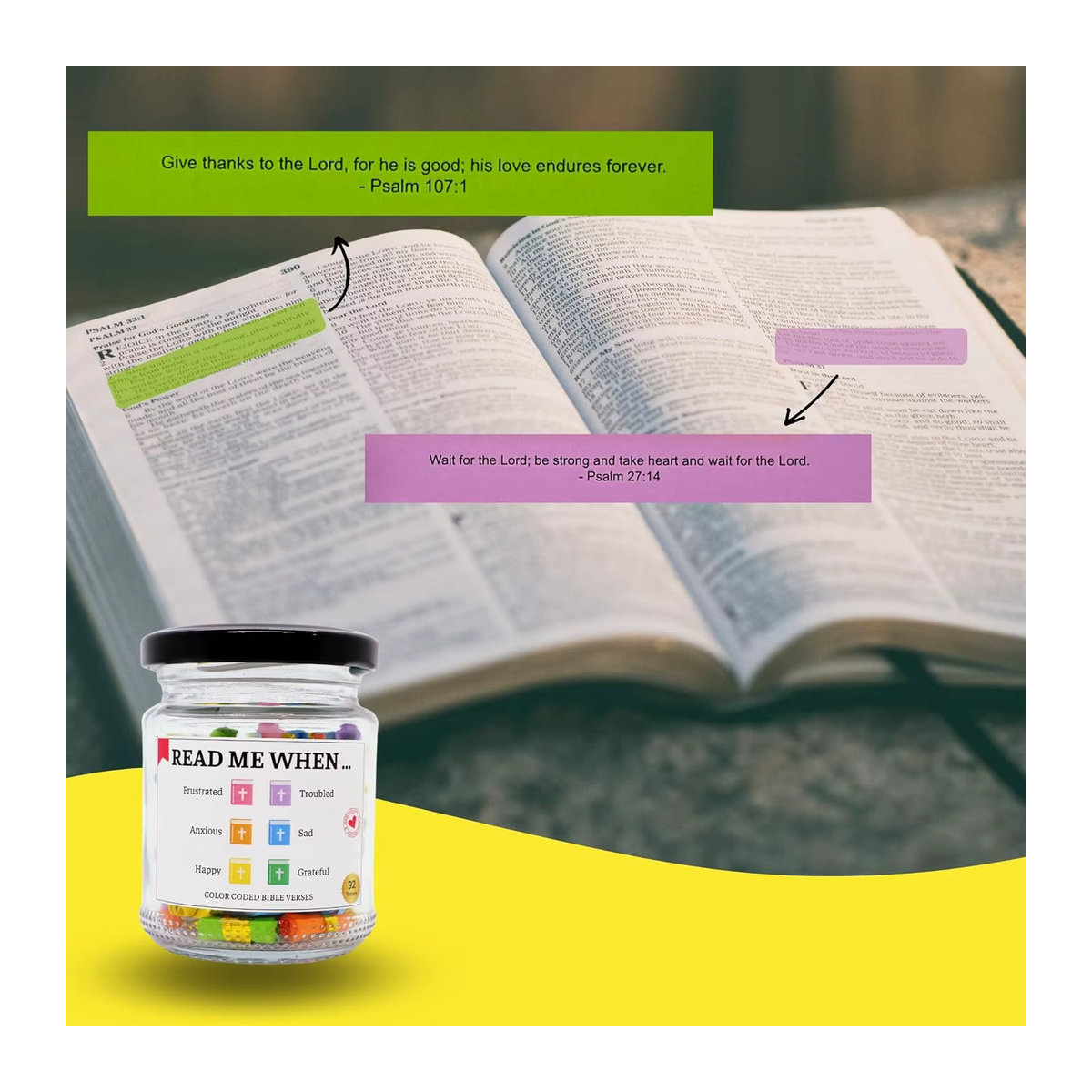 Transparentes Bibelvers-Glas Lese mich beim Bibelverse als christliches Gebetsglas - Bild 4