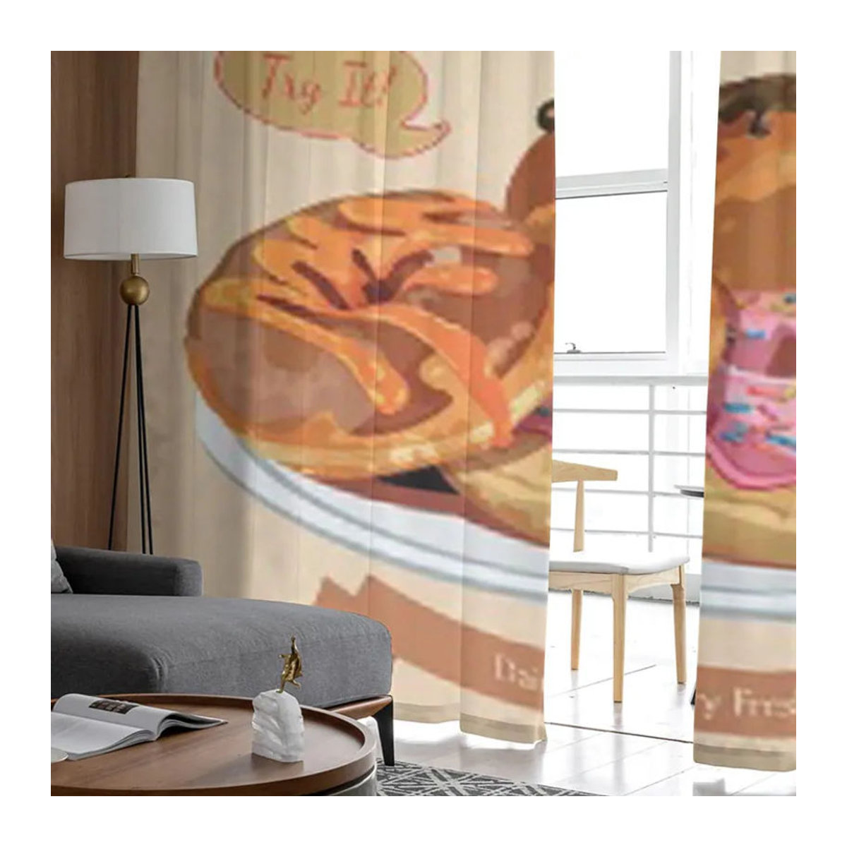 Transparentes Sheer Vorhang Label Vintage Donuts Poster von A Family Of Home Textiles, B: 135 cm, H: 114 cm - Bild 2