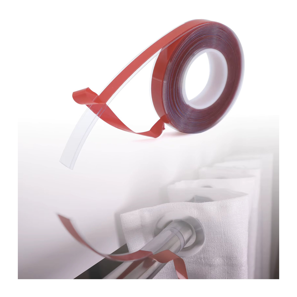 Transparentes Vorhanggleitband für glattes und leises Gleiten der Gardinenstange, Farbe: Klar - Bild 2