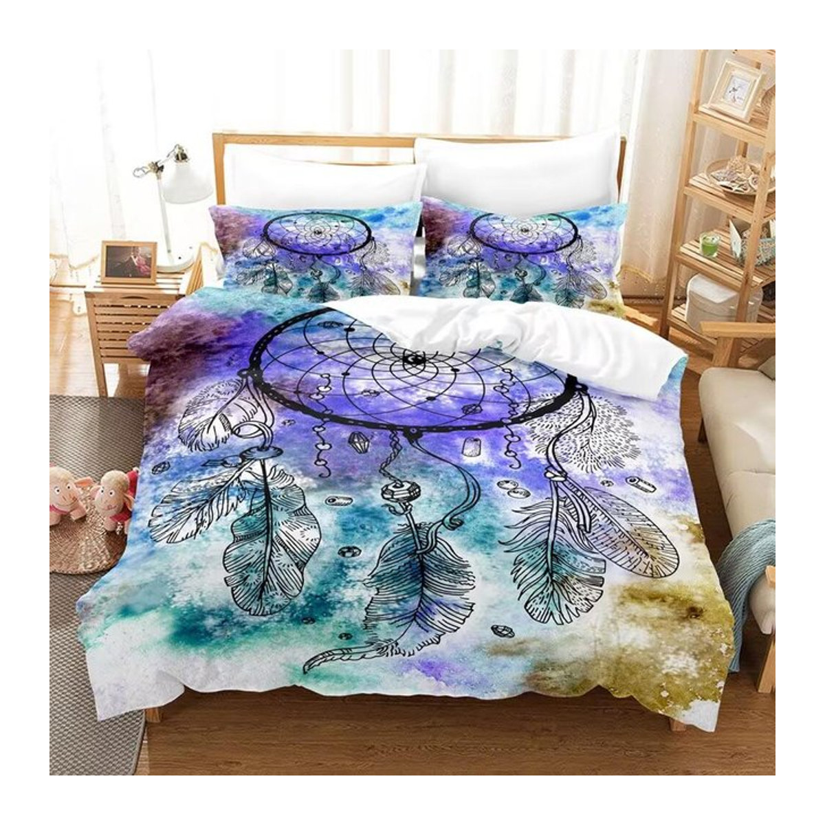 Traumfänger Bettwäsche-Set mit 3D-Druck, ultraweich und knitterfrei, Bettbezug für Kinder und Mädchen, Single Größe B/H: 135 x 200 cm - Bild 1
