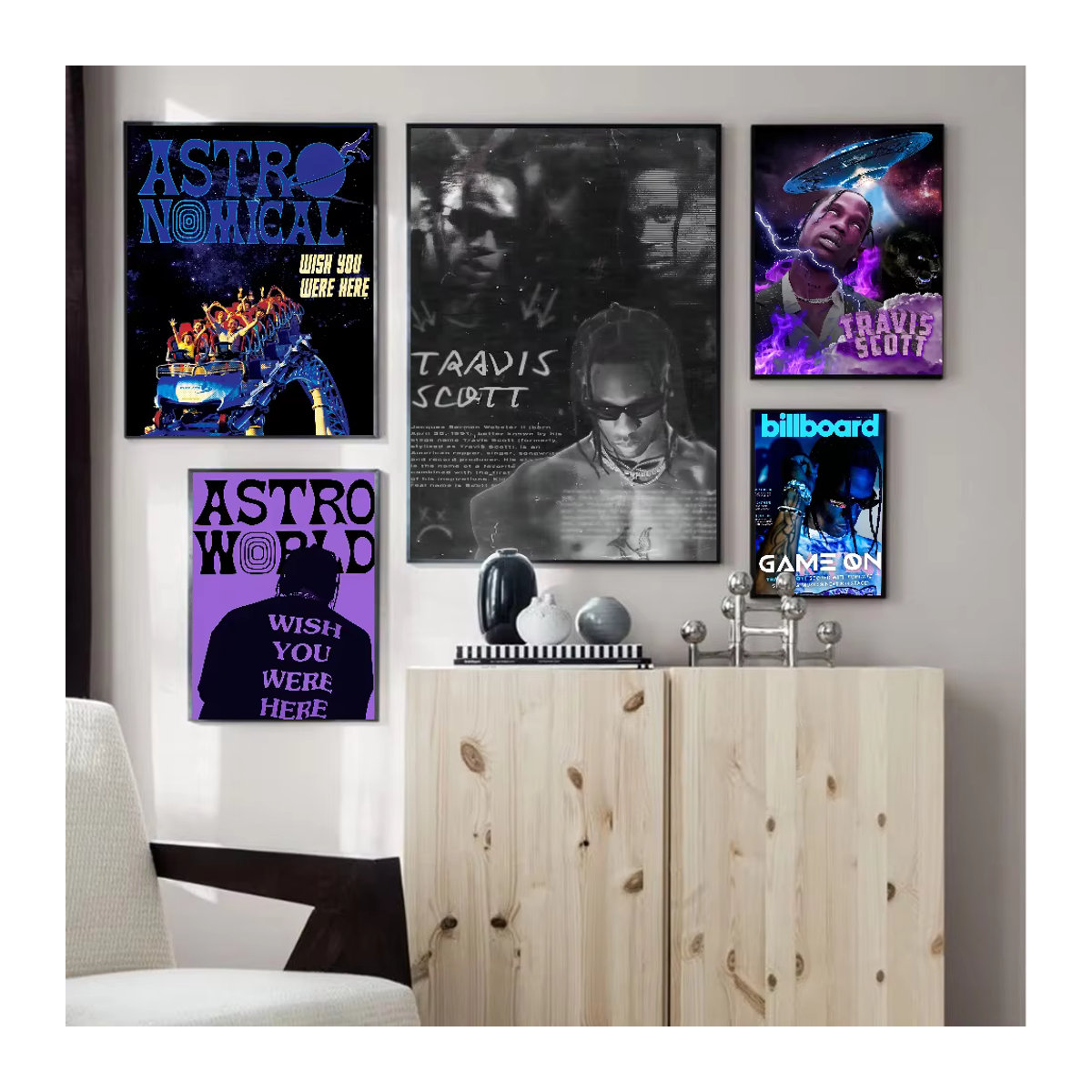 Travis Scott Astroworld DIY Sticker Set aus wasserfestem Papier in Mehrfarbig für Wandgestaltung und Dekoration - Bild 3