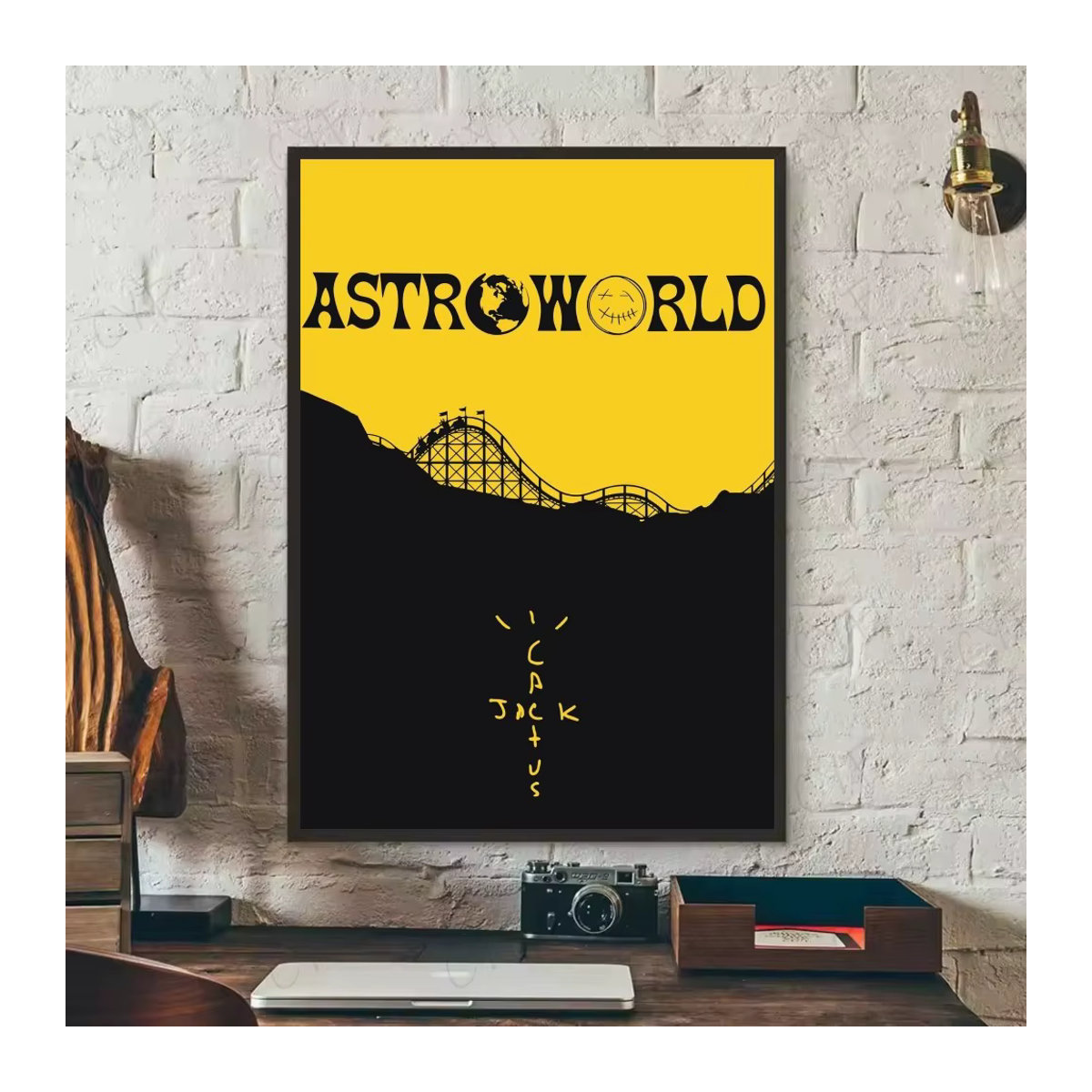 Travis Scott Astroworld Rodeo Musikalbum Poster als wasserfester selbstklebender Papieraufkleber für deine Wanddekoration in Schwarz - Bild 6