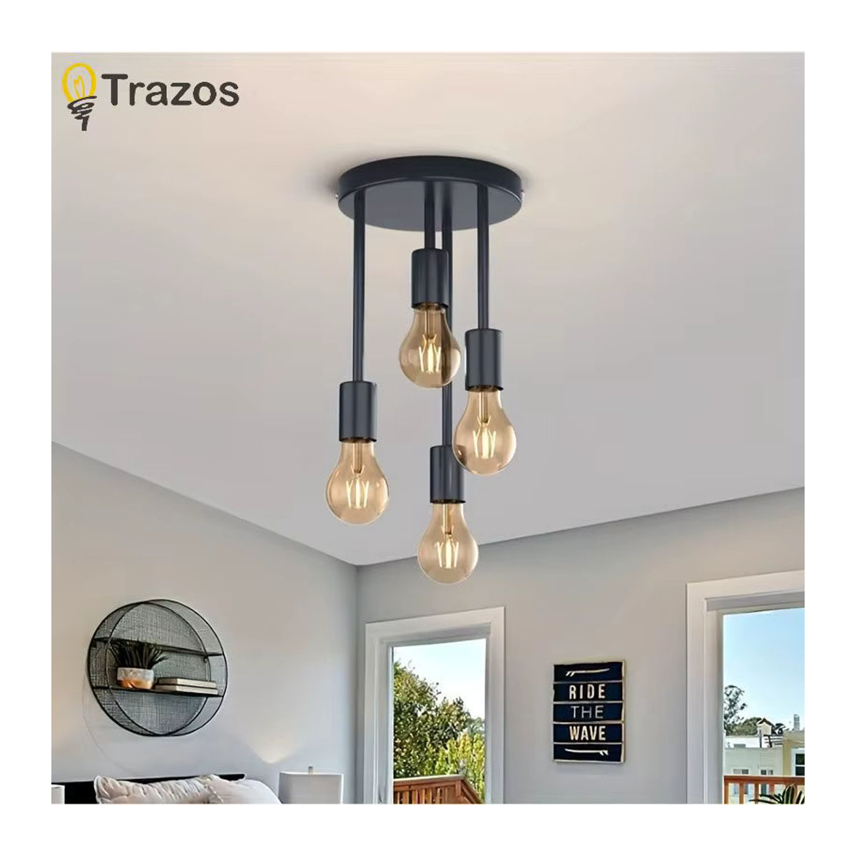 TRAZOS Kronleuchter Modern Skandinavisch aus Metall in Schwarz und Gold - Bild 3
