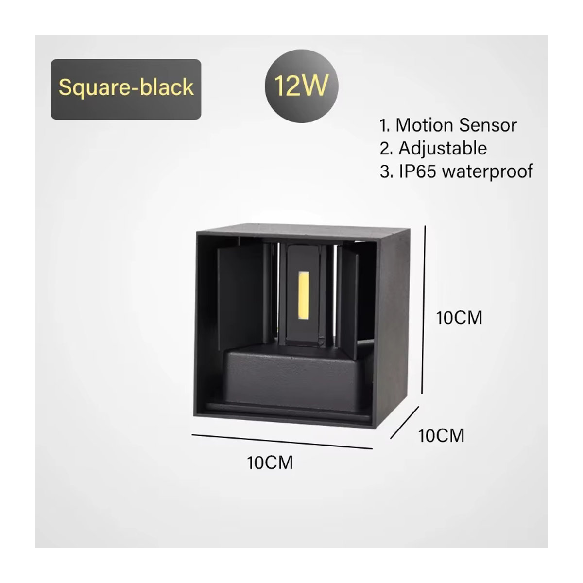 Trazos LED Wandleuchte mit PIR-Sensor, 12W, IP65 wasserdicht, Schwarz, Warmweiß - Bild 3