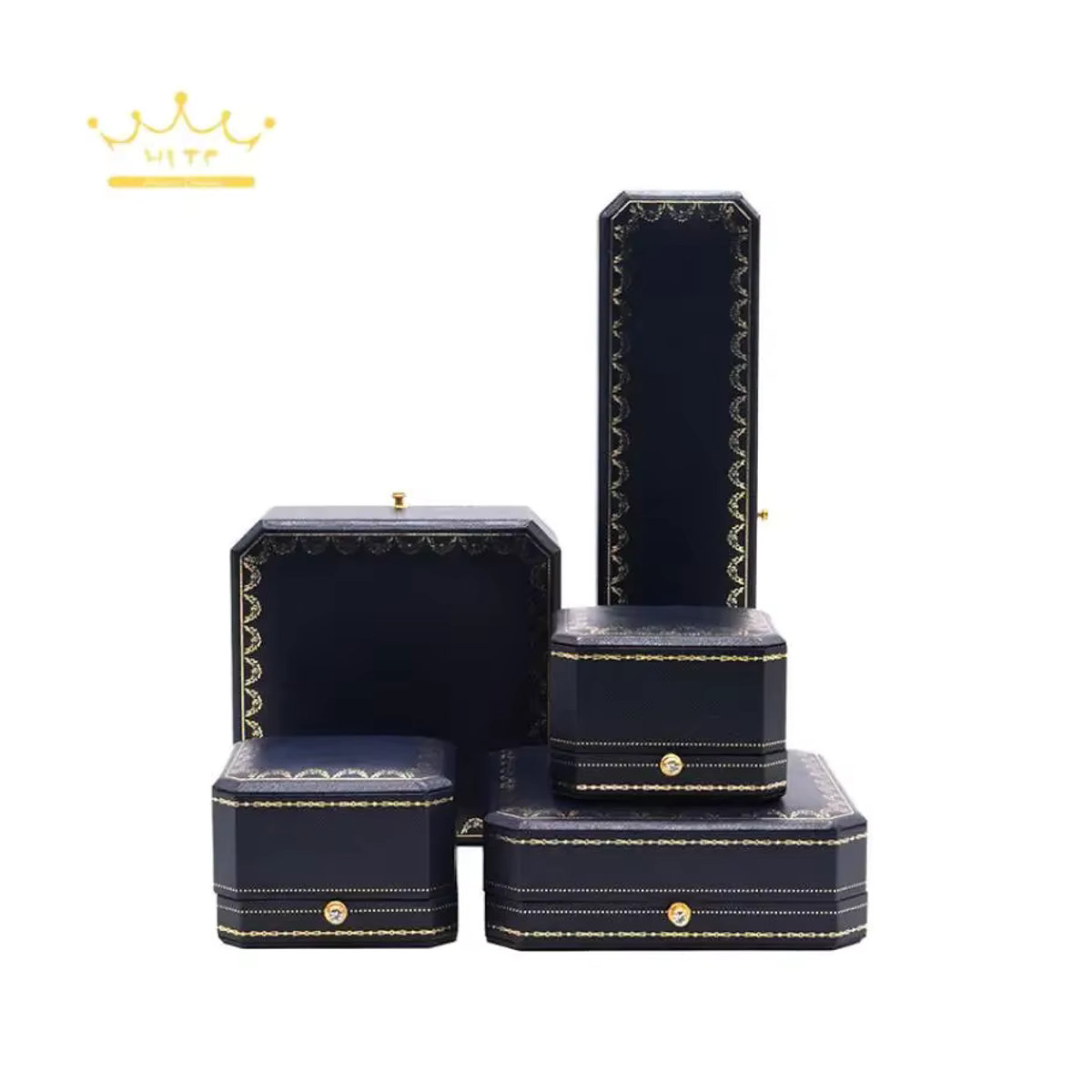 TREACHI Schmuckschatulle aus Leder mit goldener Spitze, achteckige Schmuckaufbewahrungsbox für Ringe und Armbänder in Gold, Rot oder Blau - Bild 3