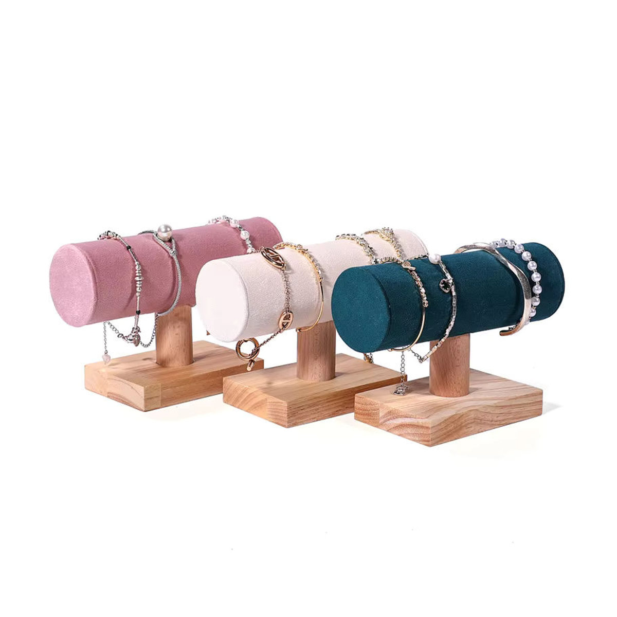 TREACHI Vintage Schmuckdisplay aus Holz in T-Form für Armbänder, Uhren und Fußkettchen - Bild 3