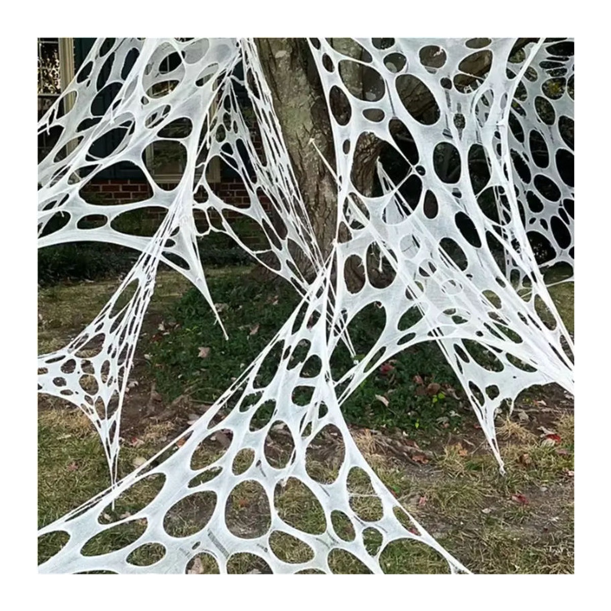Trebalena Halloween Spinnennetz Dekoration aus Textil in Weiß, dehnbar und unregelmäßig für Outdoor und Indoor - Bild 3