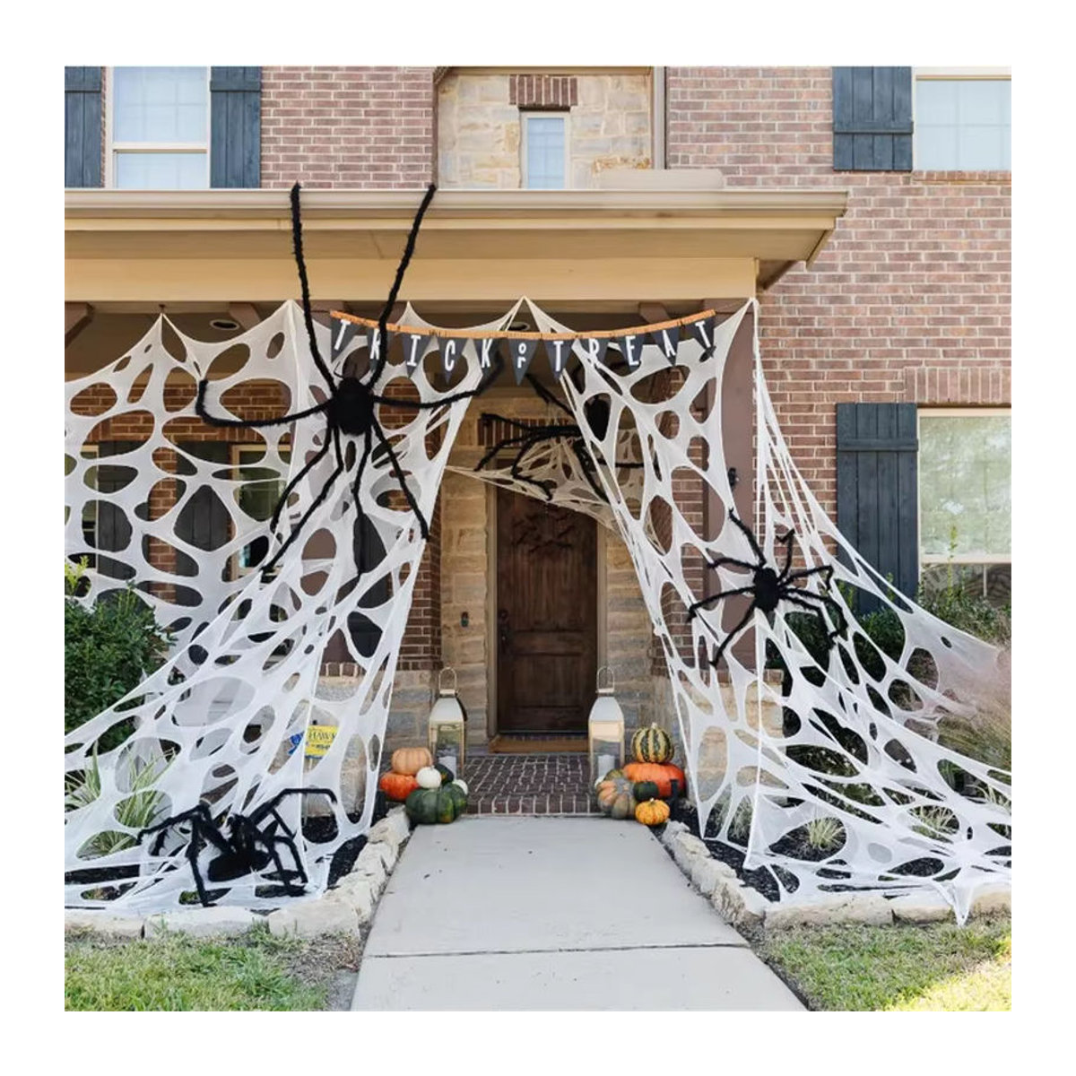 Trebalena Halloween Spinnennetz Dekoration aus Textil in Weiß, dehnbar und unregelmäßig für Outdoor und Indoor - Bild 4