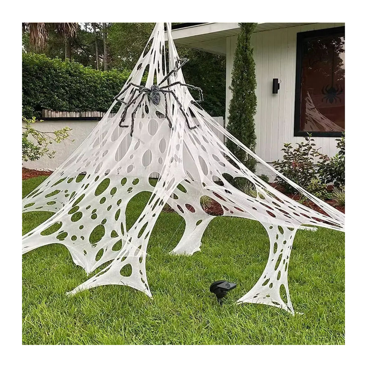 Trebalena Halloween Spinnennetz Dekoration aus Textil in Weiß, dehnbar und unregelmäßig für Outdoor und Indoor - Bild 5