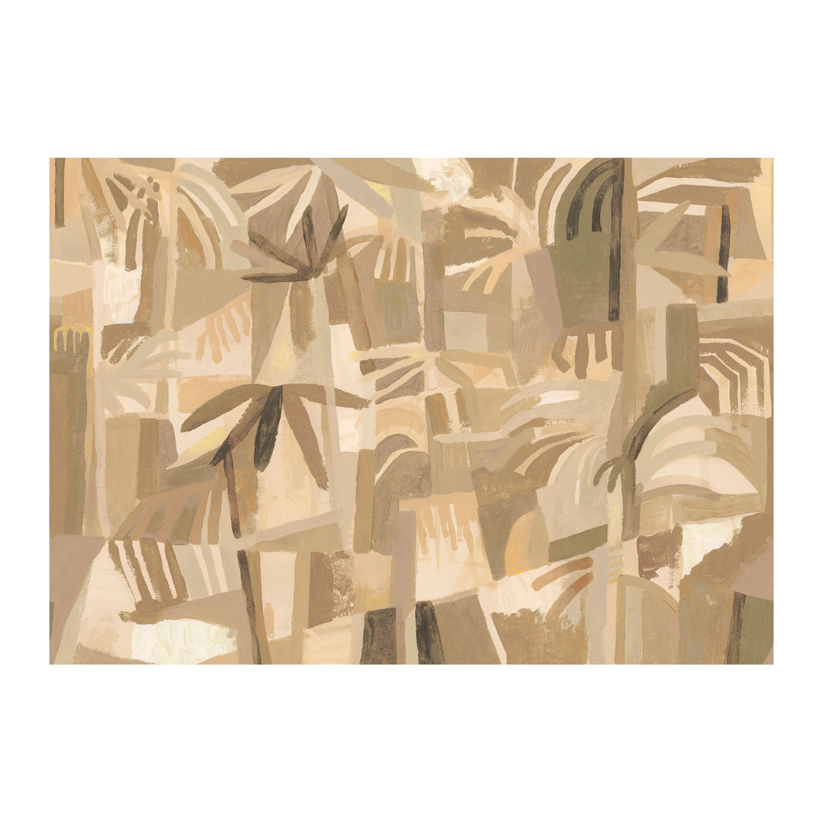 Tres Tintas Wandbild Amazonia in Beige mit floralem Blätter-Motiv im Querformat - Bild 1