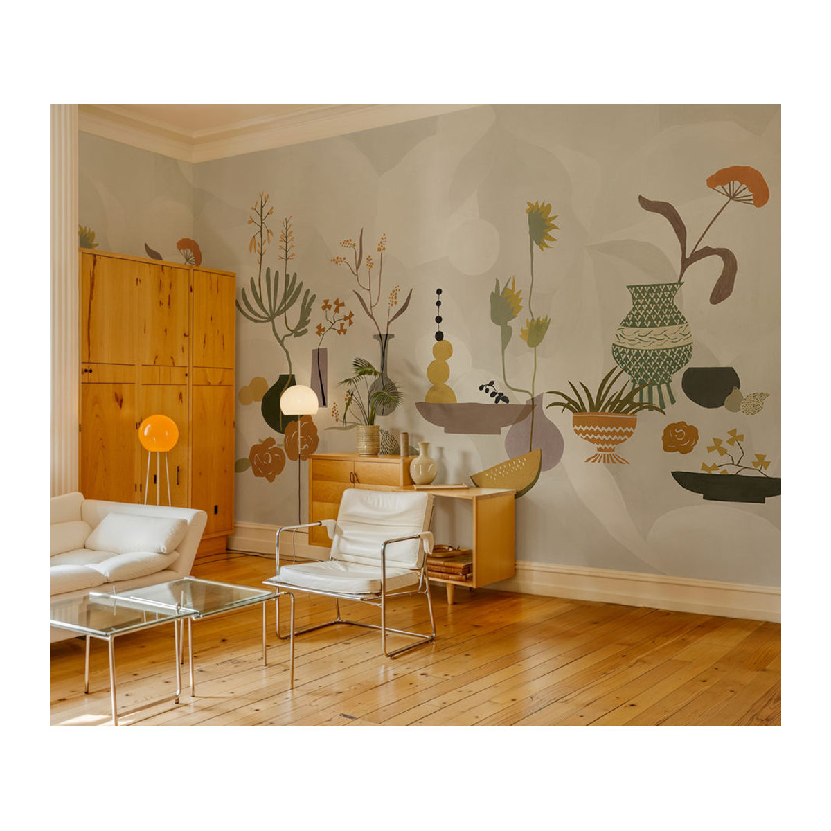 Tres Tintas Wandbild Centrepiece Composition Abstrakt Floral Modern Papier Lila Grau Beige - Bild 2