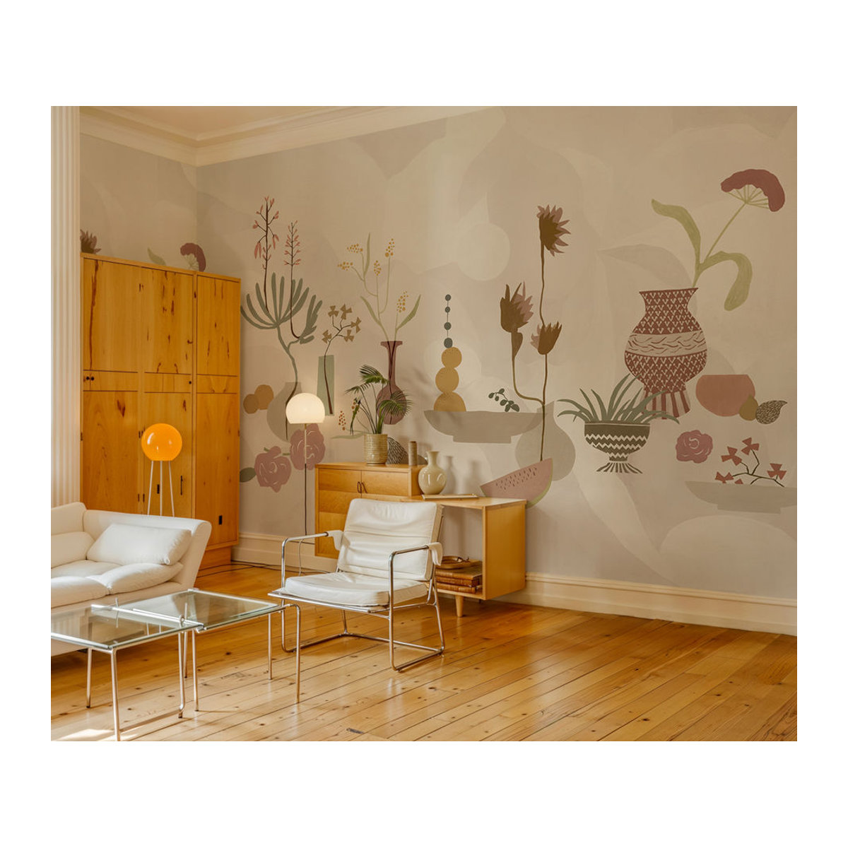 Tres Tintas Wandbild Centrepiece Composition – Abstraktes florales Motiv in Rosa und Beige auf Papier - Bild 2