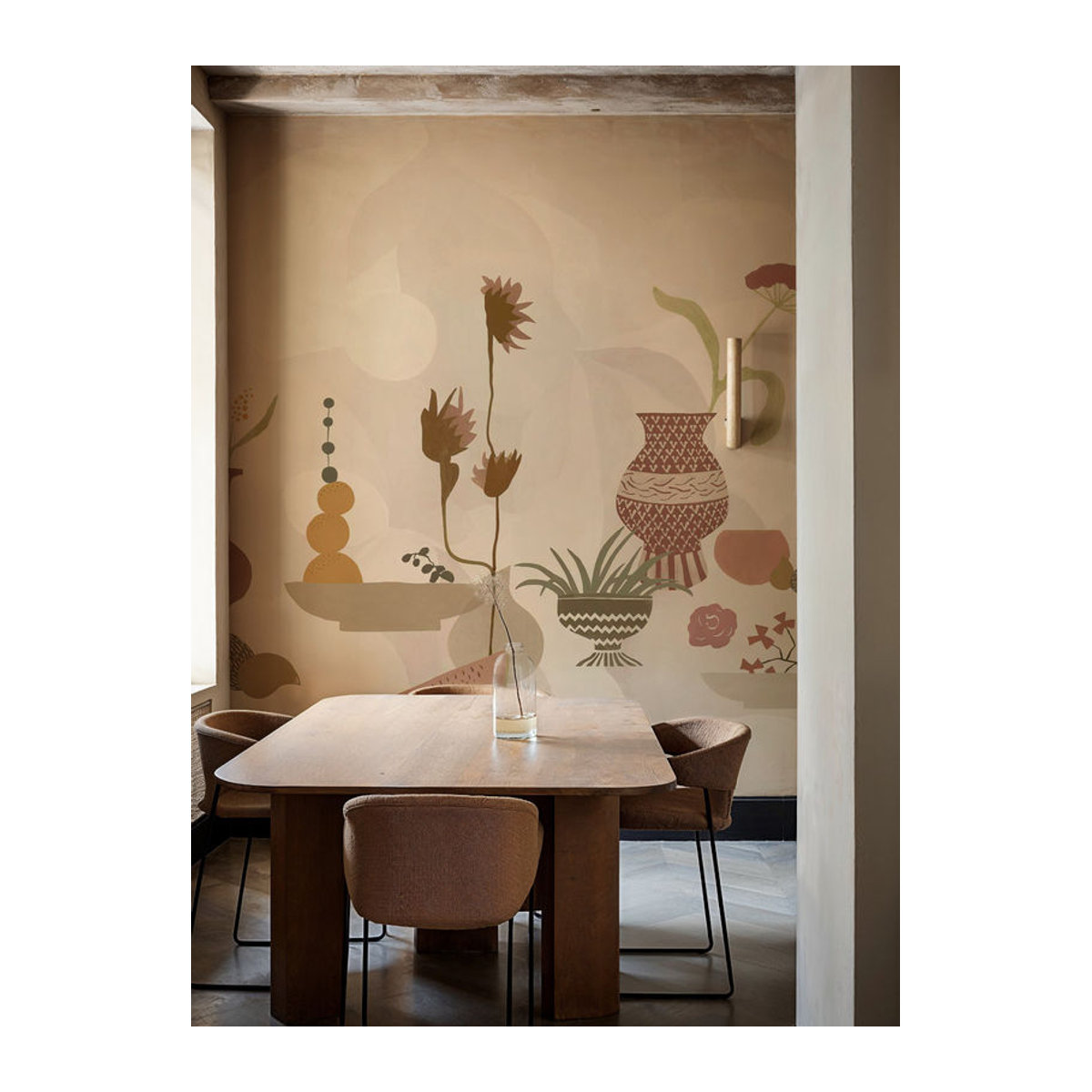 Tres Tintas Wandbild Centrepiece Composition – Abstraktes florales Motiv in Rosa und Beige auf Papier - Bild 3
