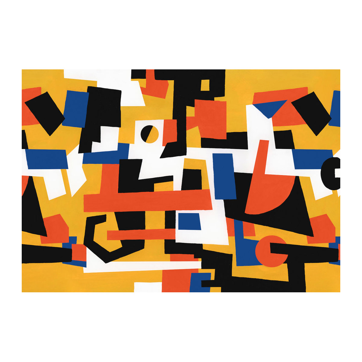 Tres Tintas Wandbild Cubic Experience Geometrisch Abstrakt in Gelb und Orange auf Papier im Querformat - Bild 1