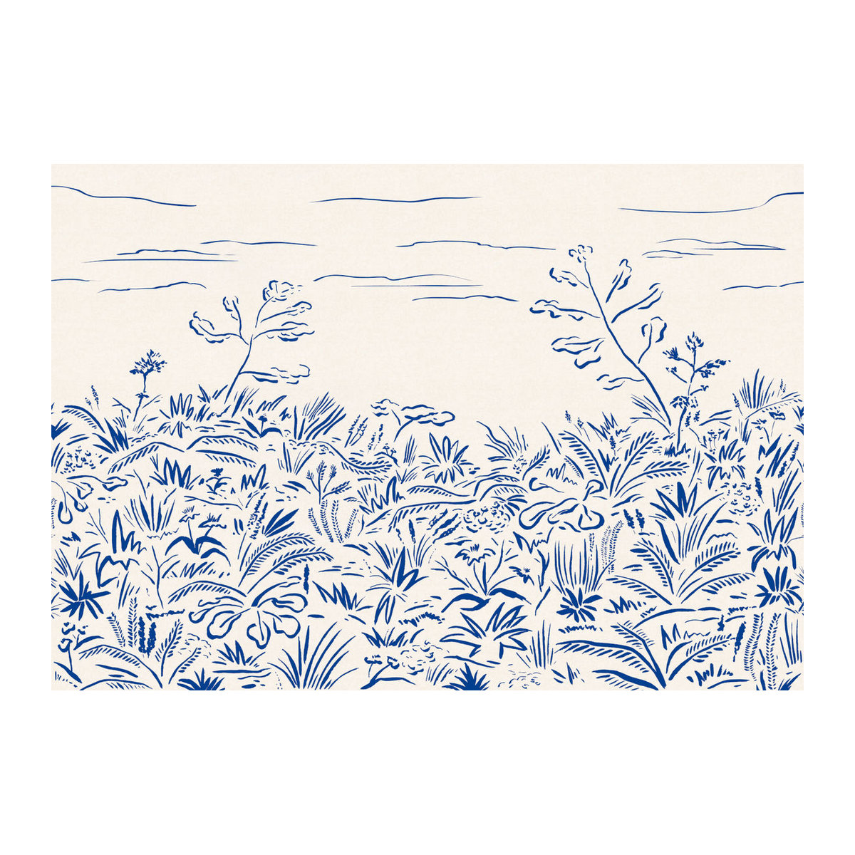 Tres Tintas Wandbild Floral Cave in Blau als florale Landschaftsdekoration im Querformat - Bild 1