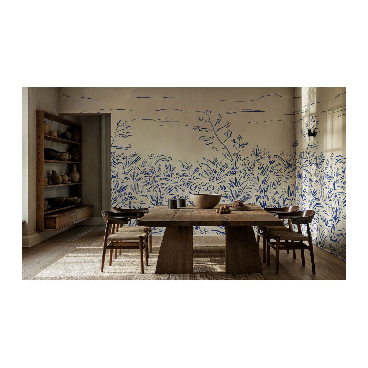Tres Tintas Wandbild Floral Cave in Blau als florale Landschaftsdekoration im Querformat - Bild 3