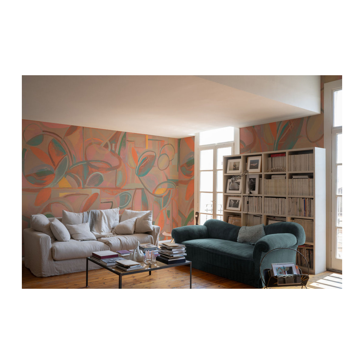 Tres Tintas Wandbild Giant Abstract in Rosa und Mehrfarbig als modernes abstraktes Motiv auf Papier im Querformat - Bild 1
