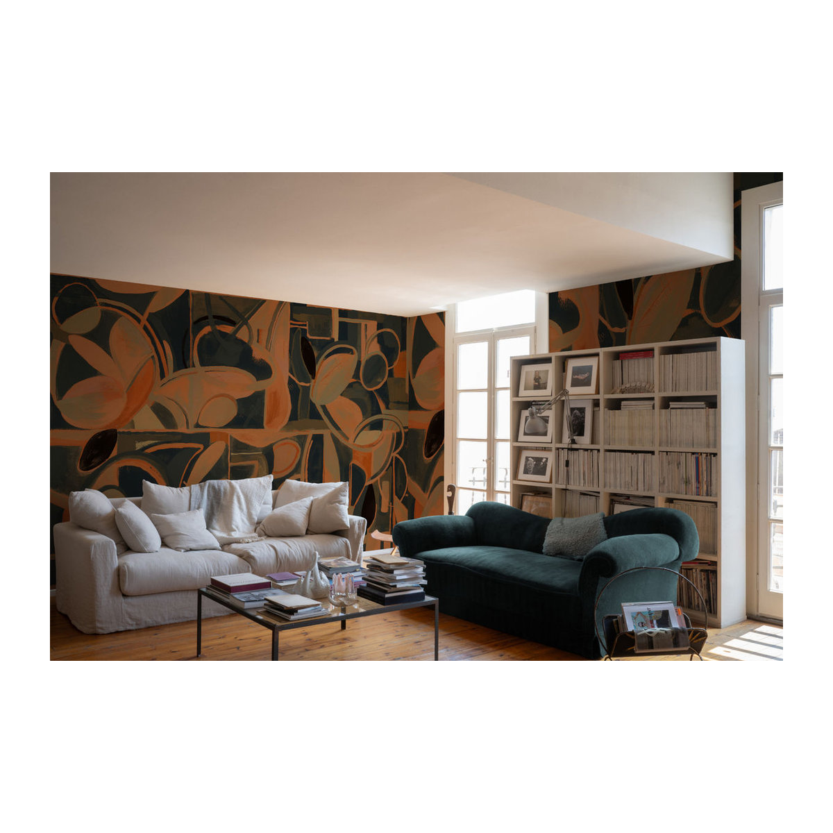 Tres Tintas Wandbild Giant Abstract Modernes Abstraktes Motiv in Schwarz, Braun und Mehrfarbig auf Papier im Querformat - Bild 1