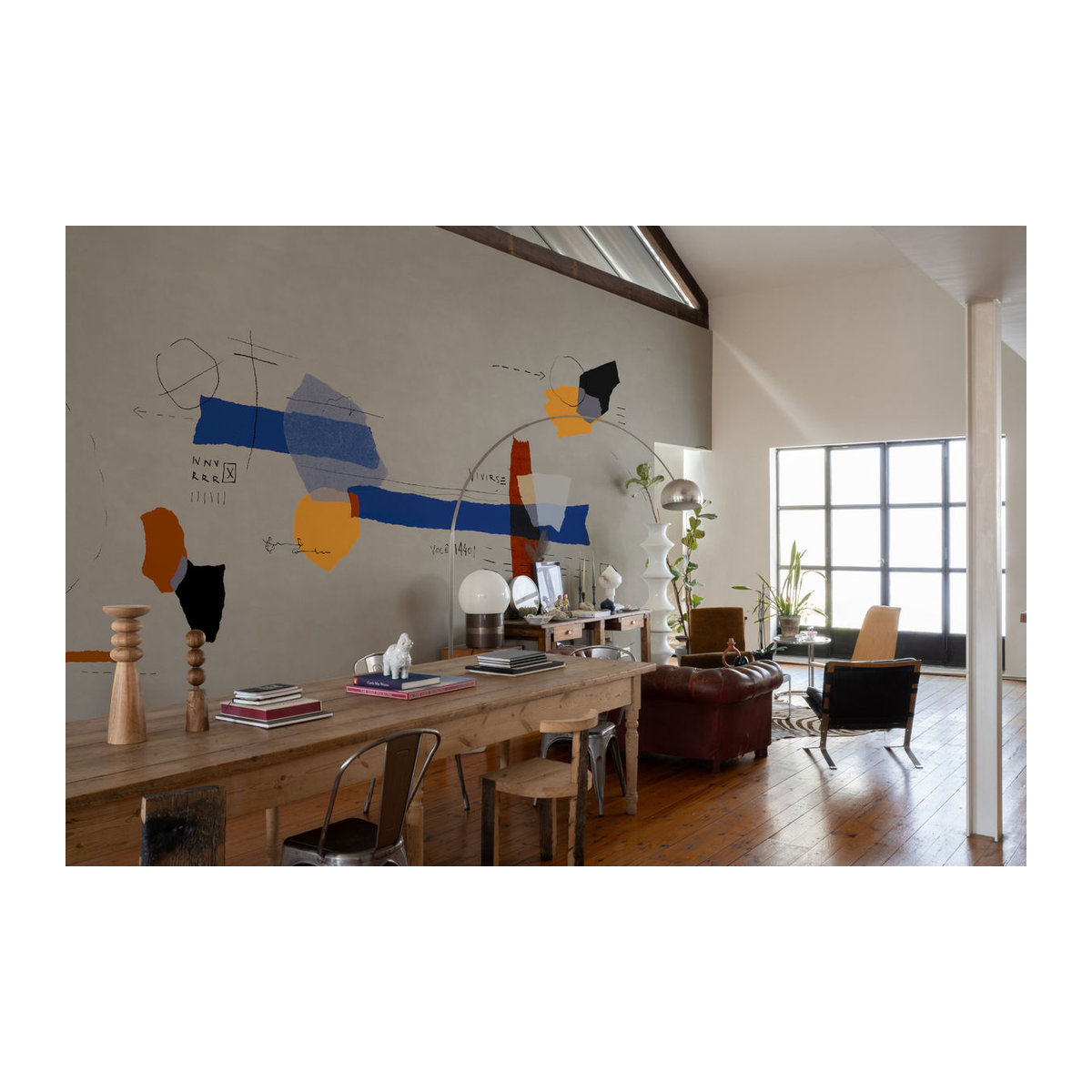 Tres Tintas Wandbild Lettering in Grau und Mehrfarbig – Modernes Typografie-Kunstwerk als abstrakte Wanddekoration im Querformat - Bild 1