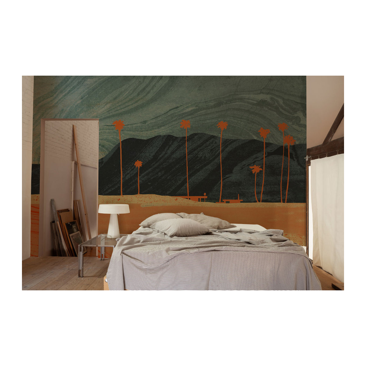 Tres Tintas Wandbild Palms View Landschaft in Grau, Blau und Braun auf Papier - Bild 2