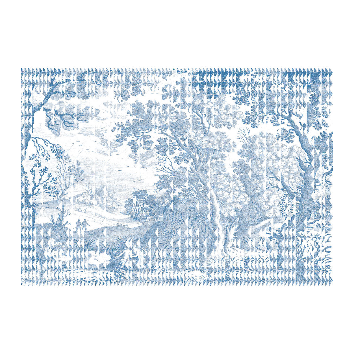 Tres Tintas Wandbild Patch Landscape Blau Abstrakt Modernes Landschaftsmotiv im Querformat - Bild 1