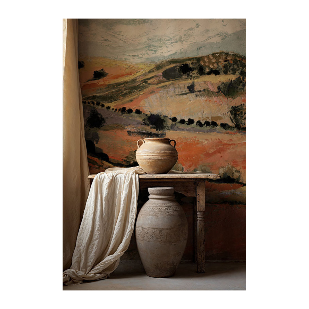 Tres Tintas Wandbild Quijote Abstrakt Landschaft in Rot und Orange aus Papier - Bild 1