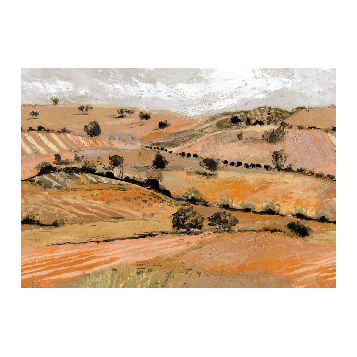 Tres Tintas Wandbild Quijote in Orange als abstraktes Landschaftsmotiv auf Papier im Querformat - Bild 3