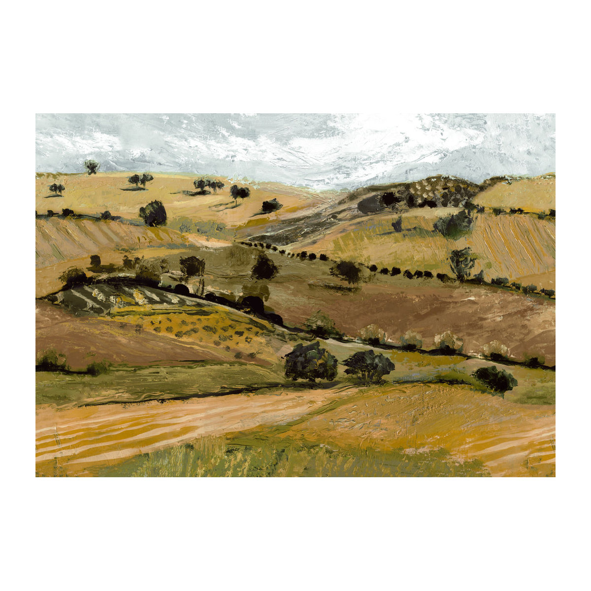Tres Tintas Wandbild Quijote Landschaft aus Papier in Gelb und Grün im Querformat - Bild 2