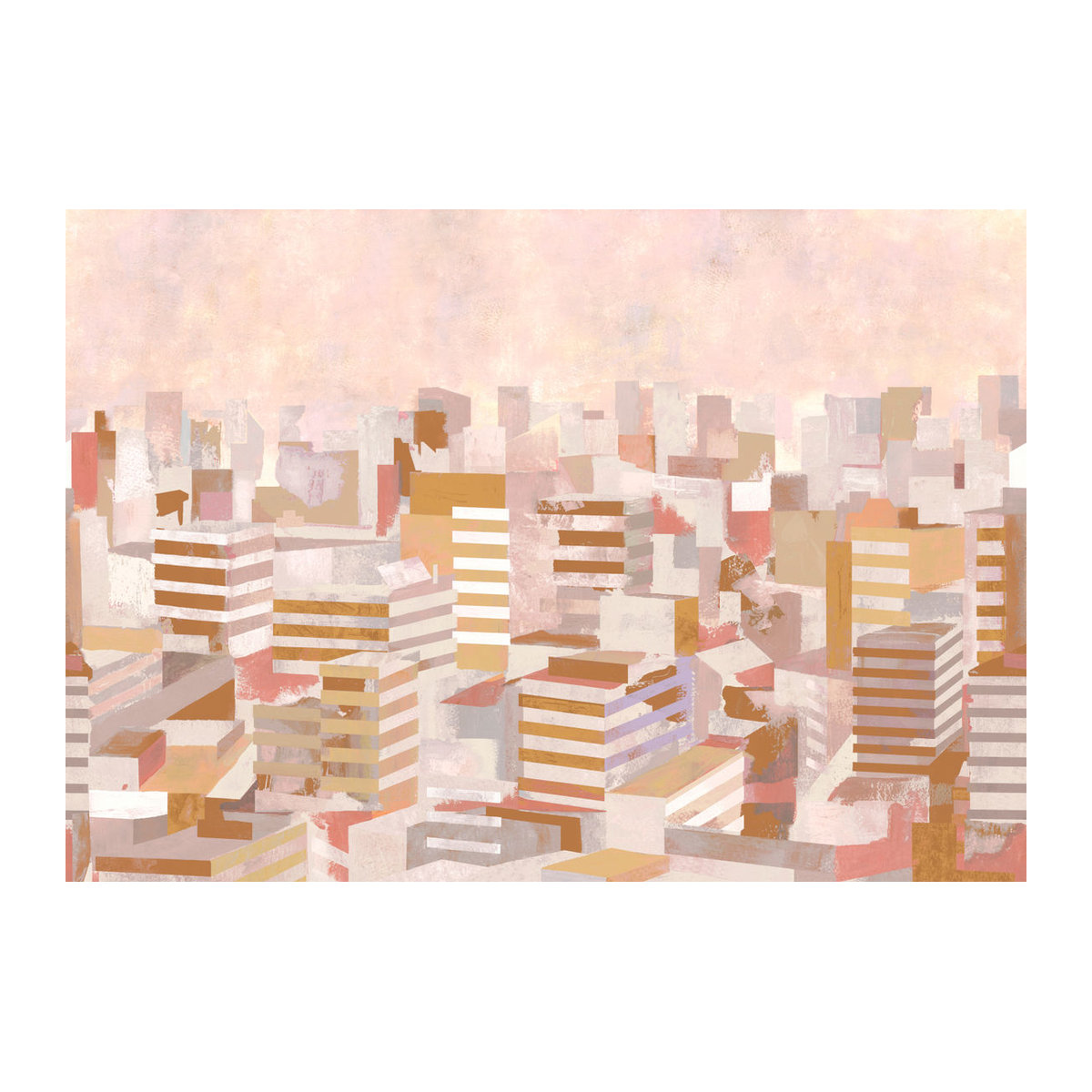 Tres Tintas Wandbild Skyline Autumn – Modernes abstraktes Stadtmotiv in Mehrfarbig im Querformat - Bild 1