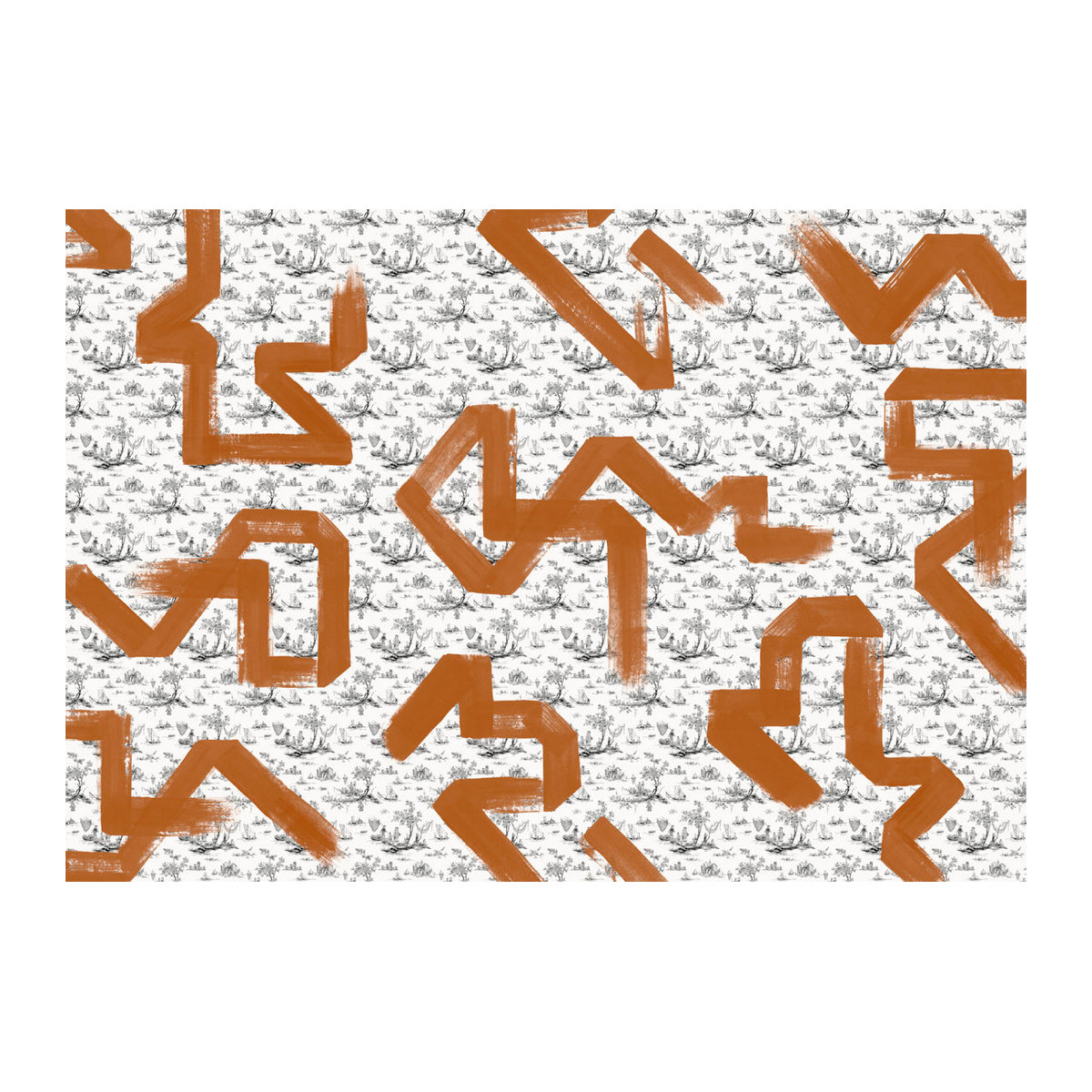 Tres Tintas Wandbild Toile Strokes in Orange Grau Braun als abstraktes Landschaftsmotiv auf Papier - Bild 2
