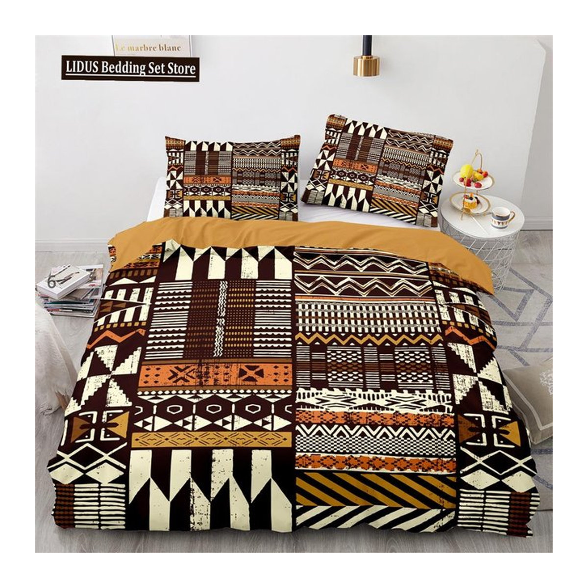 Tribal Bettwäsche-Set Secret Tribe im Bohemian Stil aus Polyester mit Kissenbezug und Reißverschluss, Breite: 135 cm, Länge: 200 cm - Bild 1
