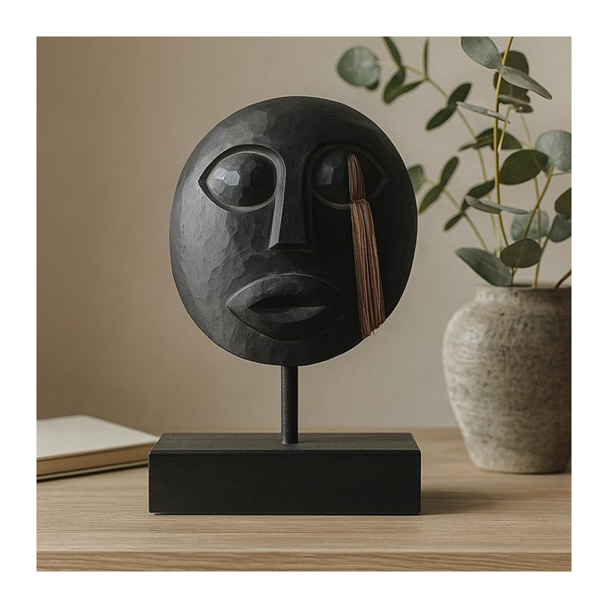 Tribale Dekorationsmaske Timor von SHAMTAM in Schwarz aus Holz, Breite: 27 cm, Höhe: 20 cm - Bild 1