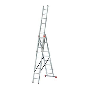 TRIBILO Vielzweckleiter aus Aluminium und Stahl in Silber/Alufarben mit 3 x 9 Sprossen