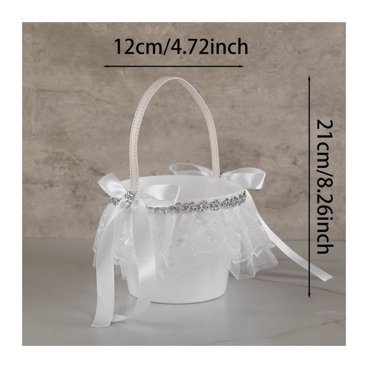 TRUE LOVE GIFT Blumenmädchenkorb in Weiß für Hochzeiten und Geburtstage, runder Kunststoff-Blumenstraußhalter für Kinder - Bild 1