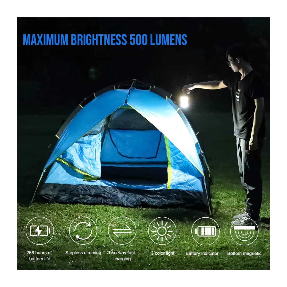 Trust fire C2 USB wiederaufladbare LED Camping Laterne mit eingebauter Batterie als Notstrombank für Outdoor, Grill und Zelte - Bild 2