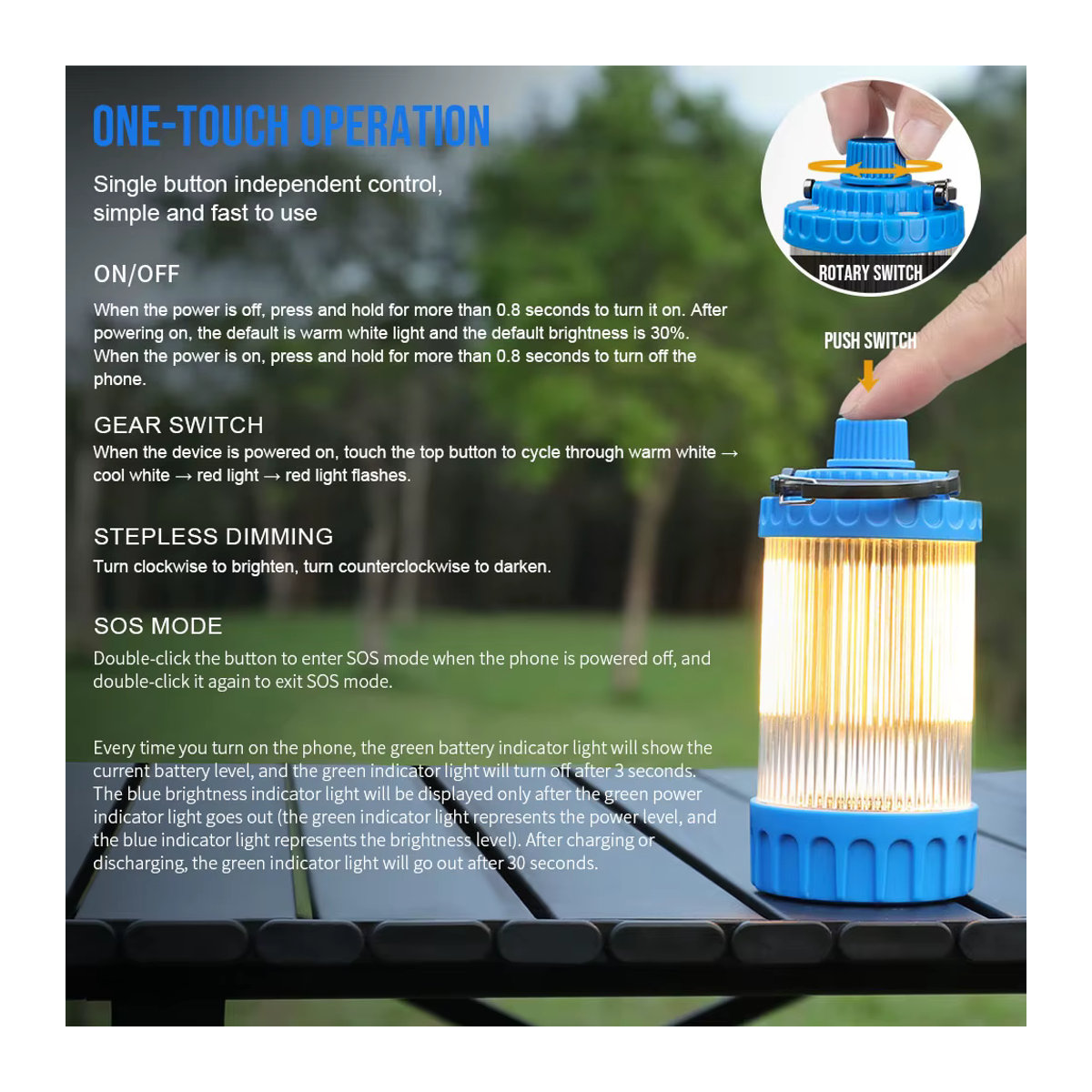 Trust fire C2 USB wiederaufladbare LED Camping Laterne mit eingebauter Batterie als Notstrombank für Outdoor, Grill und Zelte - Bild 3