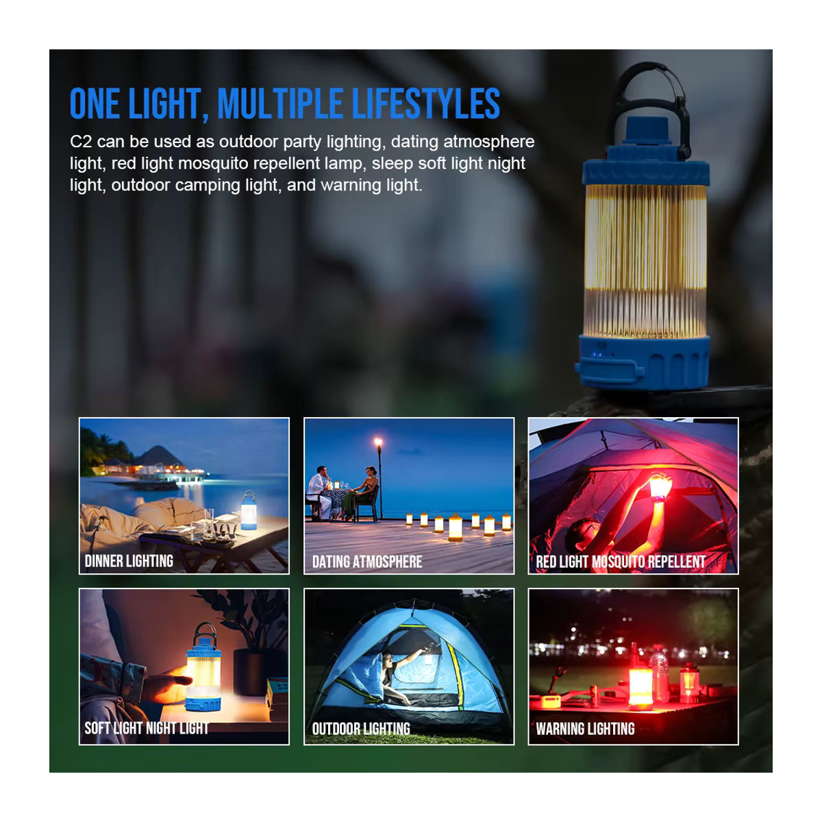 Trust fire C2 USB wiederaufladbare LED Camping Laterne mit eingebauter Batterie als Notstrombank für Outdoor, Grill und Zelte - Bild 5