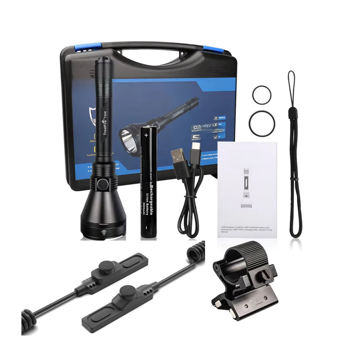 Trustfire T90R Jagd-Taschenlampe mit 4800 Lumen und 1600 Meter Reichweite, wiederaufladbare LED-Hochleistungs-Taschenlampe mit USB-C - Bild 7