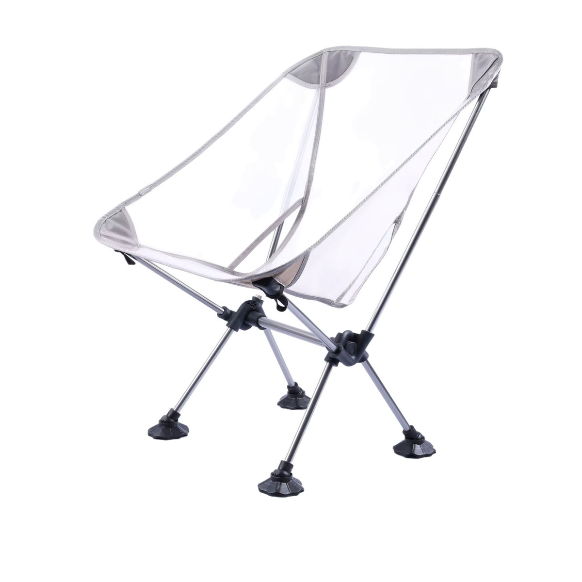 Tryhomy Camping Mond Stuhl mit hoher Rückenlehne aus Mesh und Aluminiumlegierung, Schwarz, klappbarer Outdoor Reisestuhl mit zwei-stufiger Einstellung für Picknick und Angeln - Bild 2